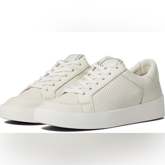 New Dolce Vita Ledger White Perforated Leather Sneakers Size 7.5